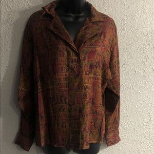 Women's Multi-Color Patterned Button-Up Blouse